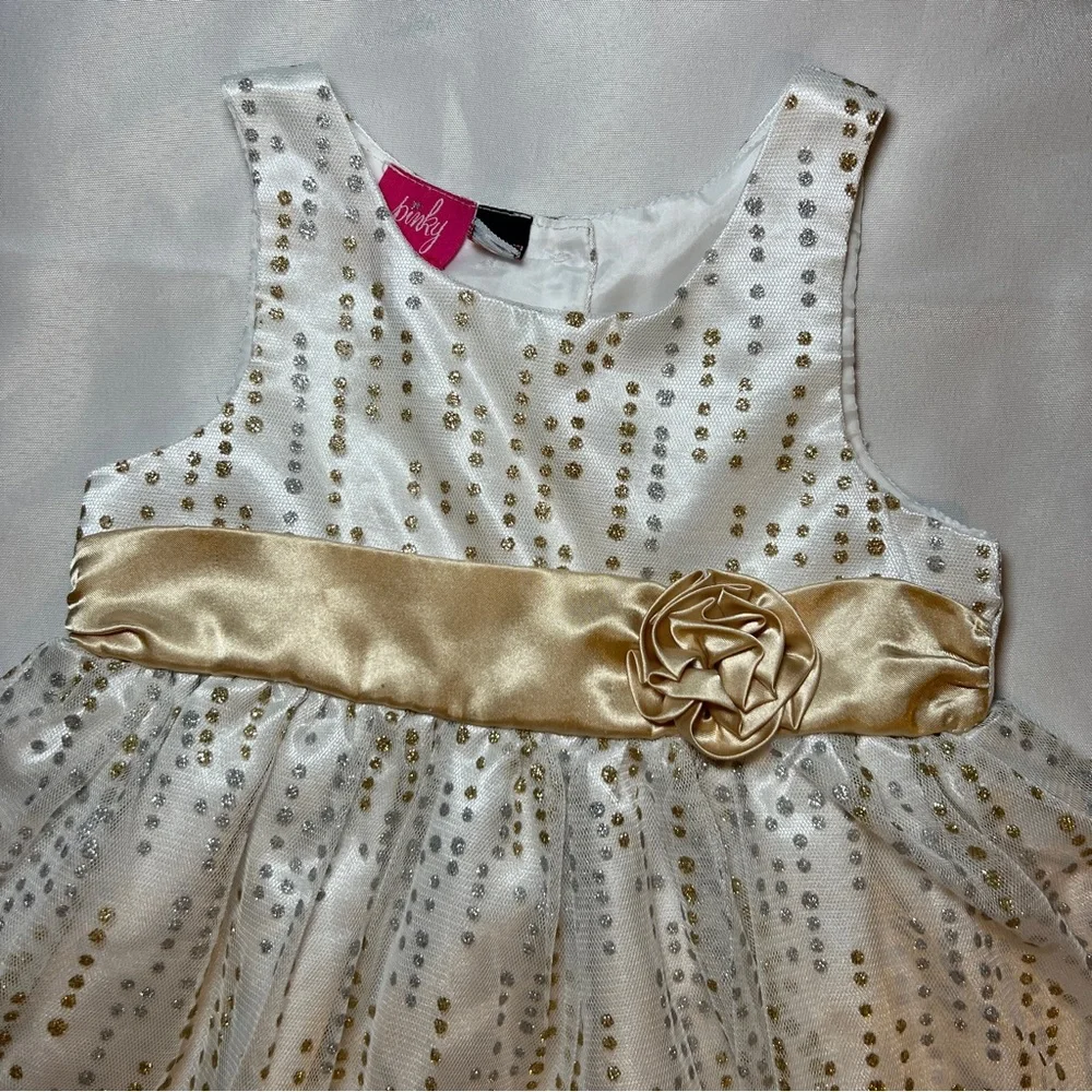 gold dress 4t Pinky White and Glittery Tulle Rose Detail Toddler‎ Girl exc_coast